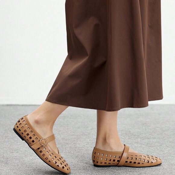 Brown Elegant Vintage Women's Mary Jane Flat Shoes - Picture 10 of 10